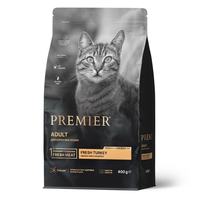 Корм для кошек PREMIER Cat Свежая индейка сух. 400г — цена и наличие Корм для кошек PREMIER Cat Свежая индейка сух. 400г