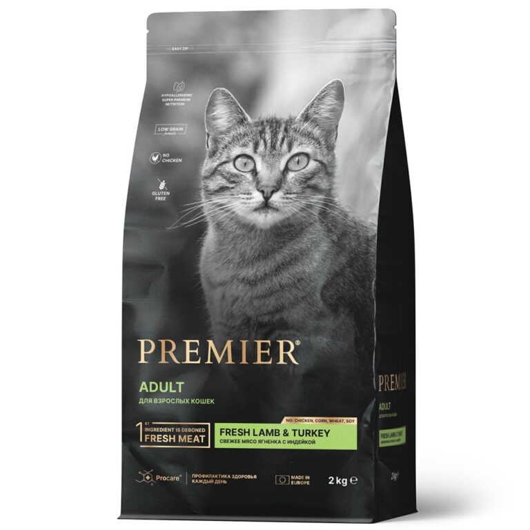 Корм для кошек PREMIER Cat Свежее мясо ягненка с индейкой сух.2кг — цена и наличие Корм для кошек PREMIER Cat Свежее мясо ягненка с индейкой сух.2кг
