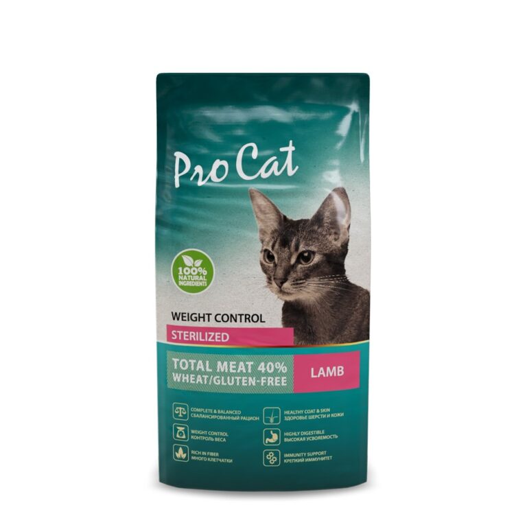 Корм для кошек Pro Cat для стерилизованных для поддержания оптимального веса, ягненок сух. 400г