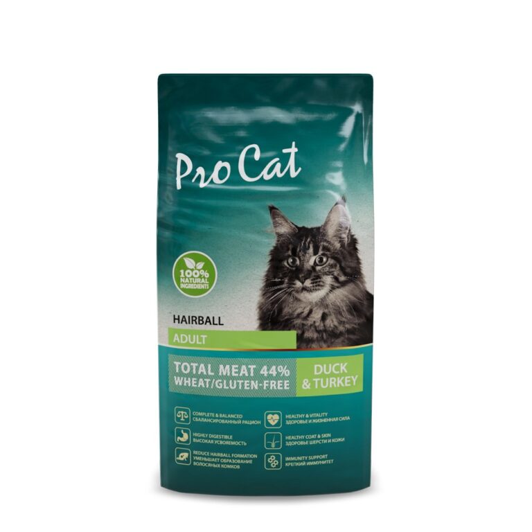 Корм для кошек Pro Cat для вывода шерсти, утка с индейкой сух. 400г — цена и наличие Корм для кошек Pro Cat для вывода шерсти, утка с индейкой сух. 400г