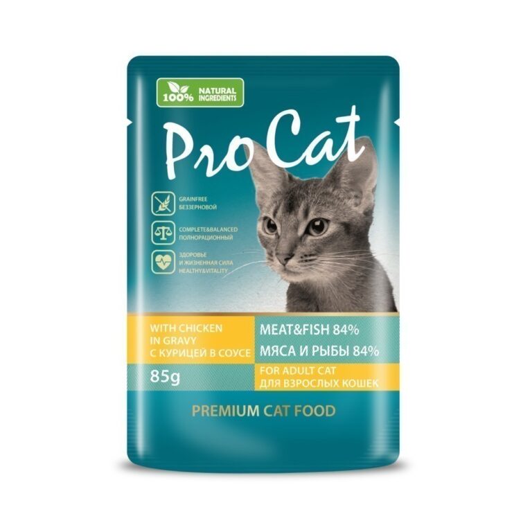 Корм для кошек Pro Cat с курицей в соусе пауч 85г — цена и наличие Корм для кошек Pro Cat с курицей в соусе пауч 85г
