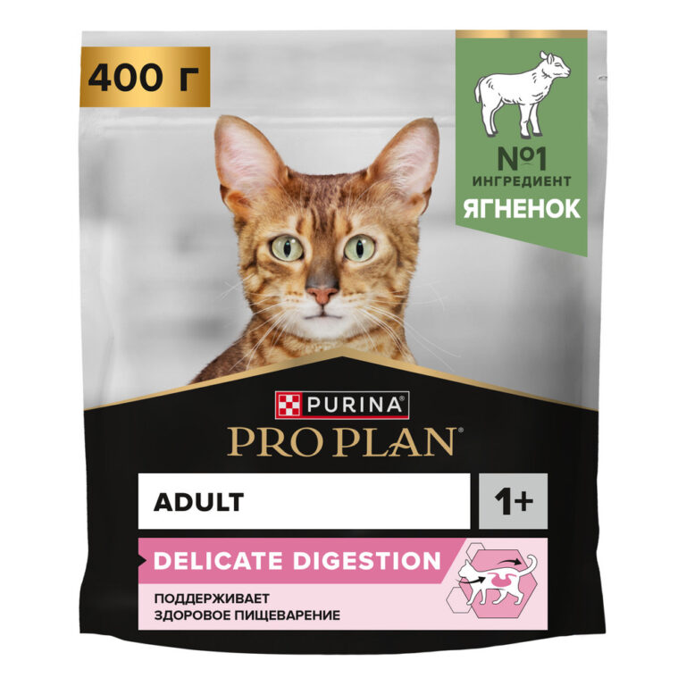 Корм для кошек Pro Plan Delicate Digestion с чувствительным пищеварением, с ягненком сух. 400г