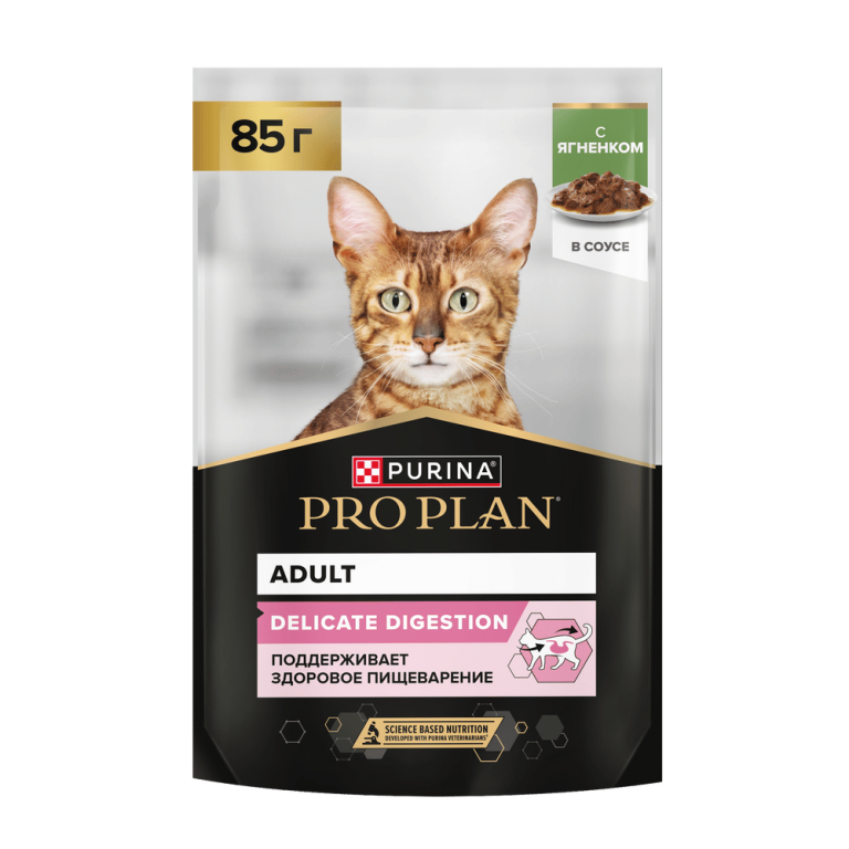 Корм для кошек Pro Plan Delicate Digestion с чувствительным пищеварением с ягненком в соусе пауч 85г Корм для кошек Pro Plan Delicate Digestion с чувствительным пищеварением с ягненком в соусе пауч 85г