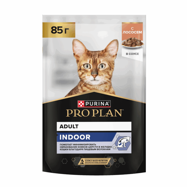 Корм для кошек Pro Plan Indoor для домашних, с лососем в соусе пауч 85г