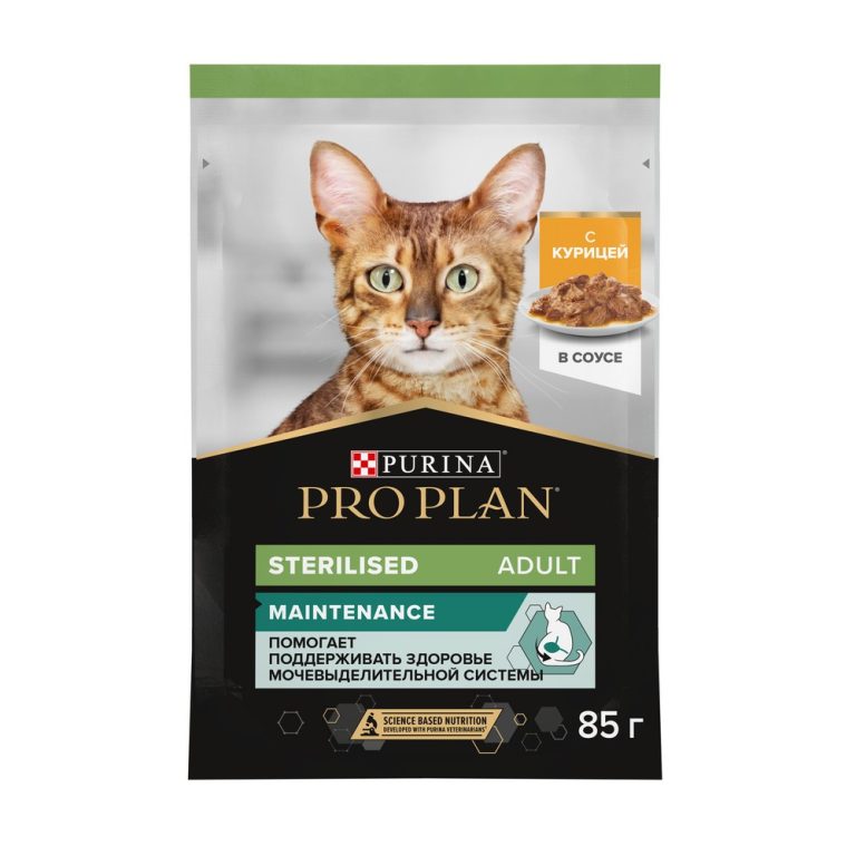 Корм для кошек Pro Plan Sterilised Maintenance для стерилизованных, с курицей в соусе пауч 85г Корм для кошек Pro Plan Sterilised Maintenance для стерилизованных, с курицей в соусе пауч 85г