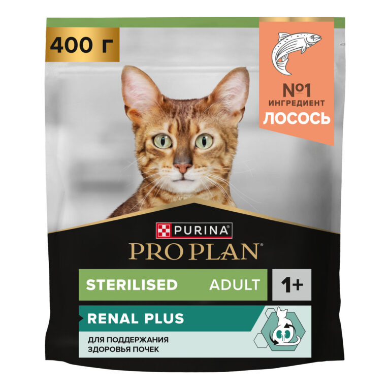 Корм для кошек Pro Plan Sterilised Renal Plus для стерилизованных, с лососем сух. 400г — цена и наличие Корм для кошек Pro Plan Sterilised Renal Plus для стерилизованных, с лососем сух. 400г