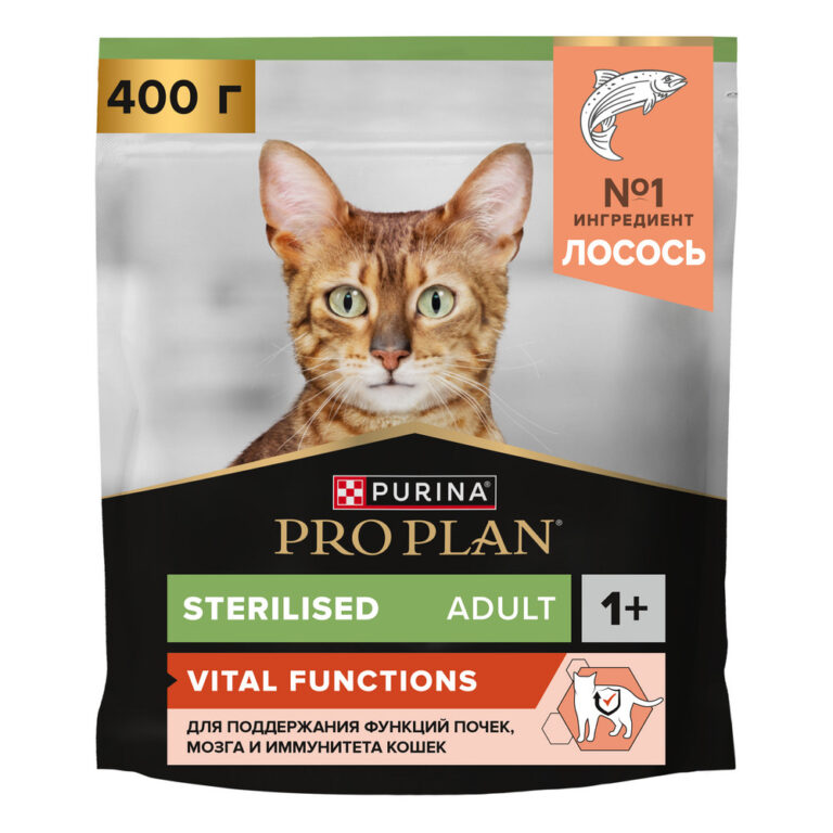 Корм для кошек Pro Plan Sterilised Vital Functions для органов чувств с лососем сух. 400г — цена и наличие Корм для кошек Pro Plan Sterilised Vital Functions для органов чувств с лососем сух. 400г