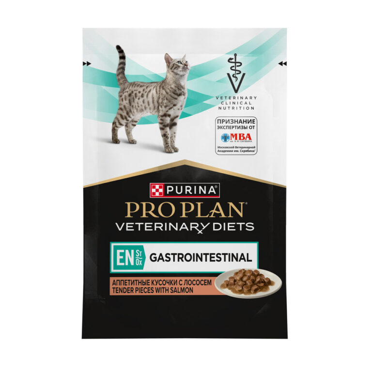 Корм для кошек Pro Plan Veterinary Diets EN ST/OX Gastrointestinal при расстр.пищ., лосось пауч 85г — цена и наличие Корм для кошек Pro Plan Veterinary Diets EN ST/OX Gastrointestinal при расстр.пищ., лосось пауч 85г