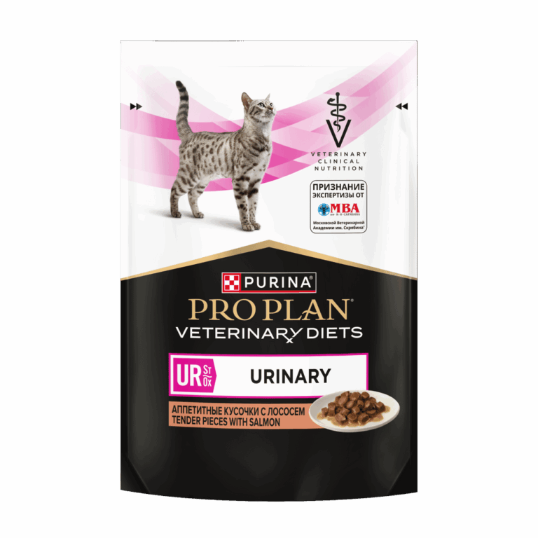 Корм для кошек Pro Plan Veterinary Diets UR ST/OX Urinary при болезн.мочевыв.путей, лосось пауч 85г