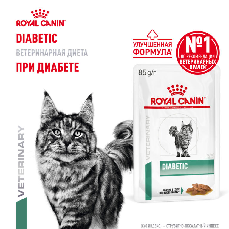 Корм для кошек ROYAL CANIN Diabetic при диабете пауч 85г — цена и наличие Корм для кошек ROYAL CANIN Diabetic при диабете пауч 85г