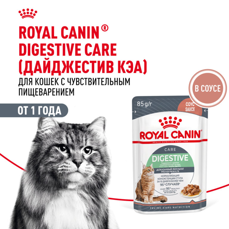 Корм для кошек ROYAL CANIN Digestive Care для здоровья пищеварительной системы (соус) пауч 85г