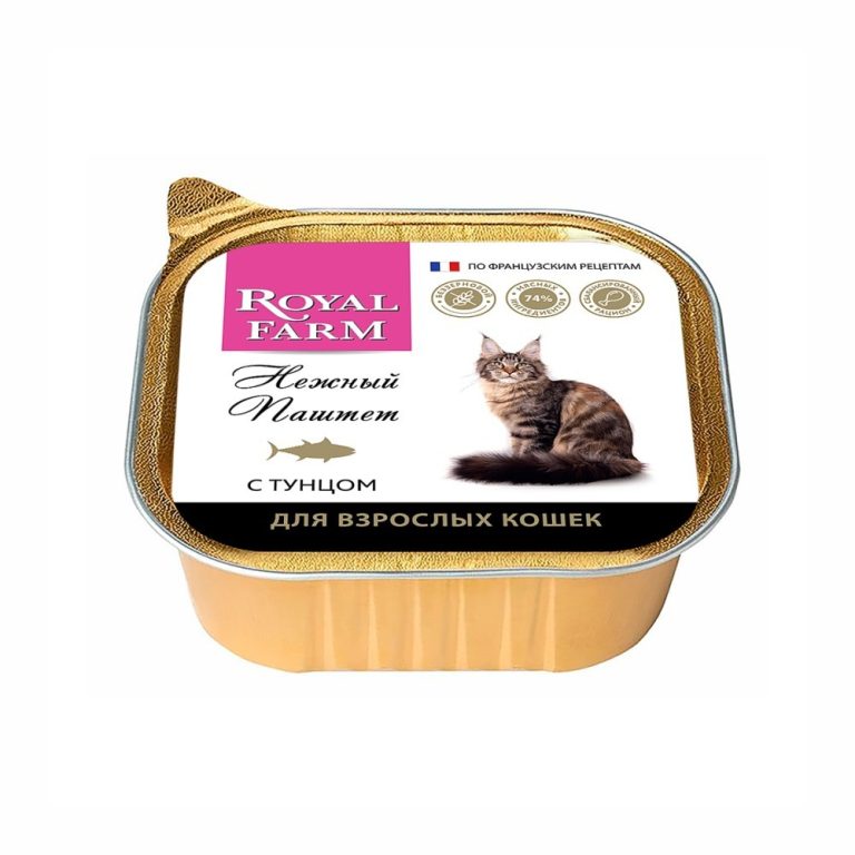 Корм для кошек ROYAL FARM Нежный паштет с тунцом ламист. 100г Корм для кошек ROYAL FARM Нежный паштет с тунцом ламист. 100г