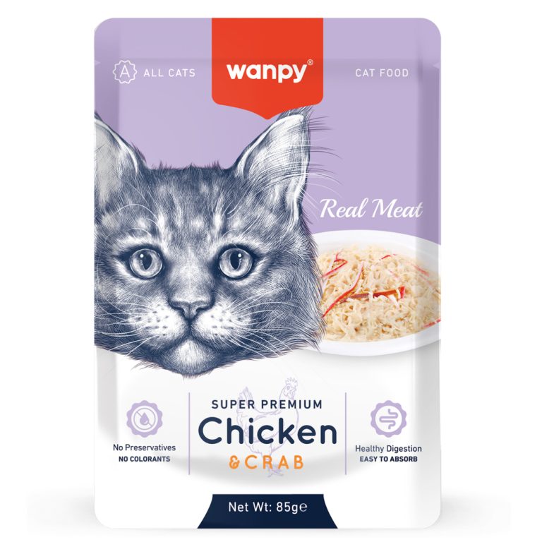 Корм для кошек WANPY Cat курица с крабом пауч 85г Корм для кошек WANPY Cat курица с крабом пауч 85г