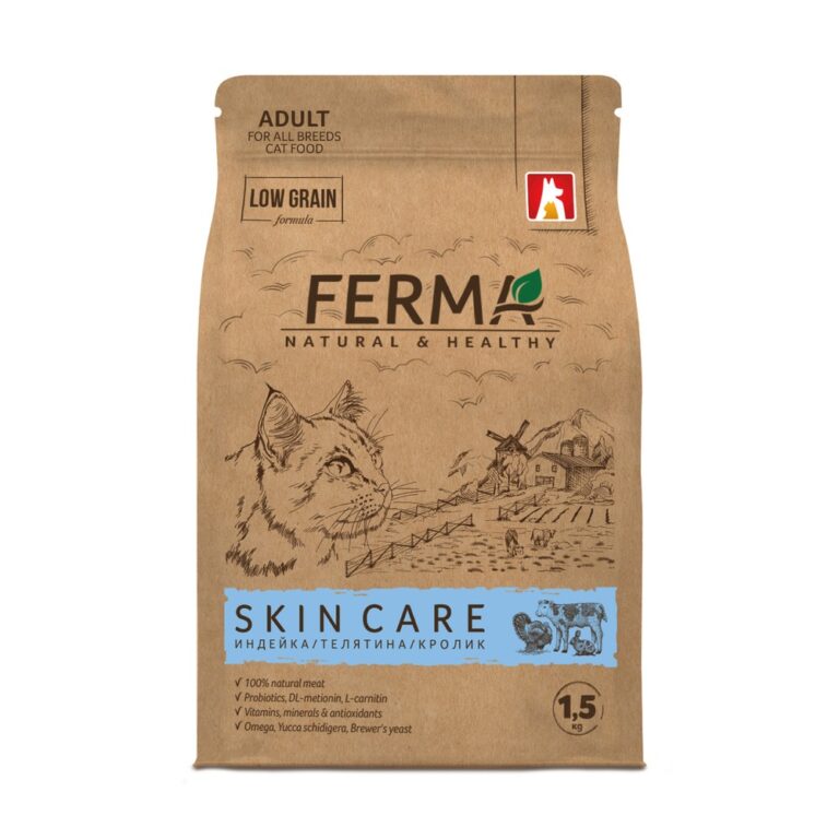 Корм для кошек Зоогурман Ferma Skin Care индейка с телятиной и кроликом сух. 1,5кг — цена и наличие Корм для кошек Зоогурман Ferma Skin Care индейка с телятиной и кроликом сух. 1,5кг