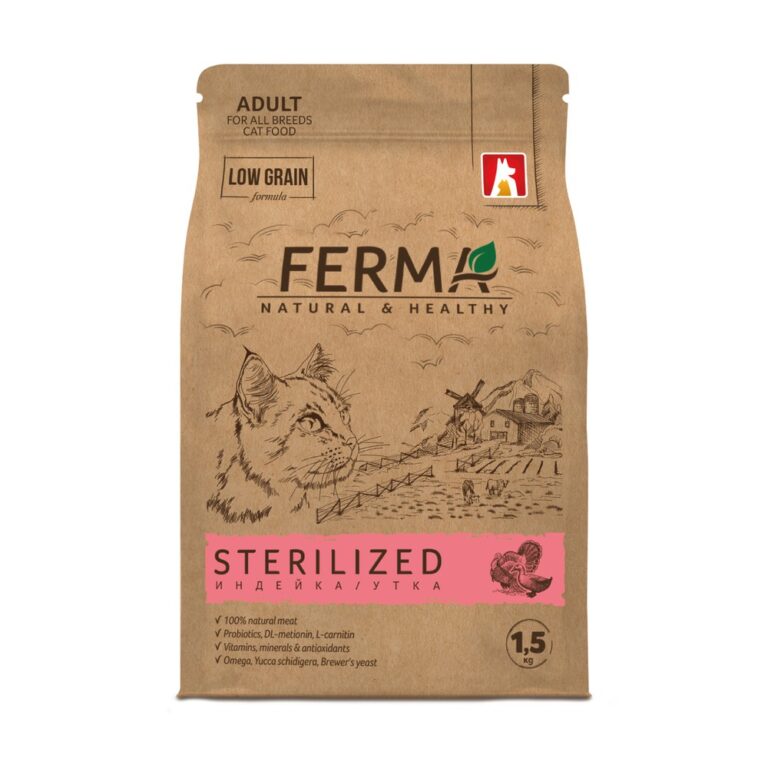 Корм для кошек Зоогурман Ferma Sterilized индейка с уткой сух. 1,5кг