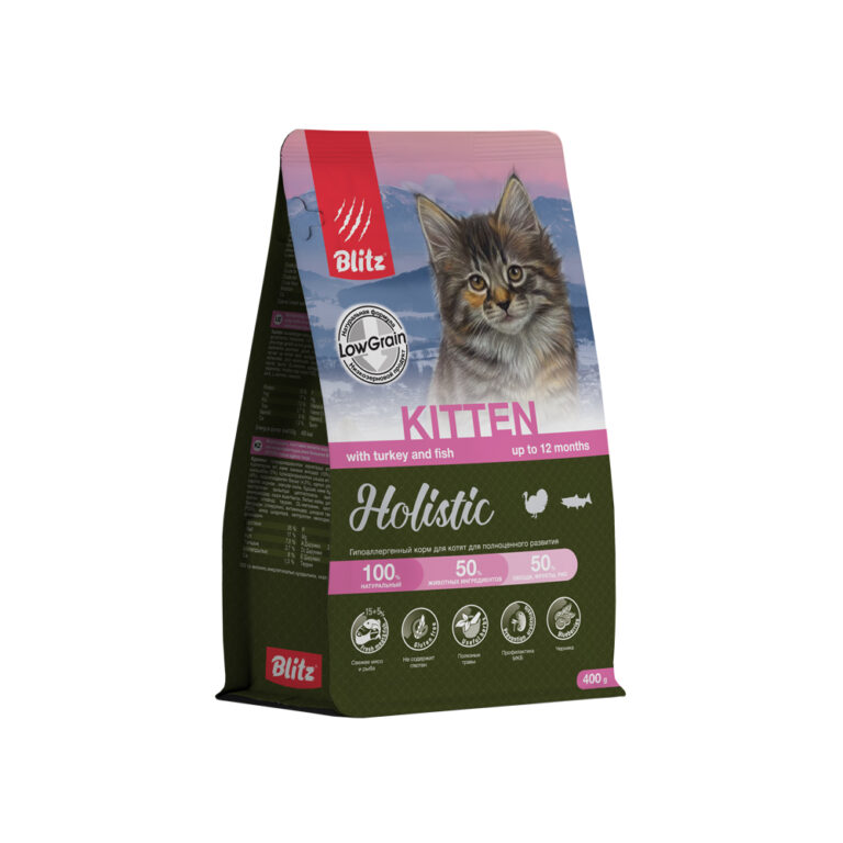 Корм для котят Blitz Holistic индейка с рыбой сух. 400г — цена и наличие Корм для котят Blitz Holistic индейка с рыбой сух. 400г