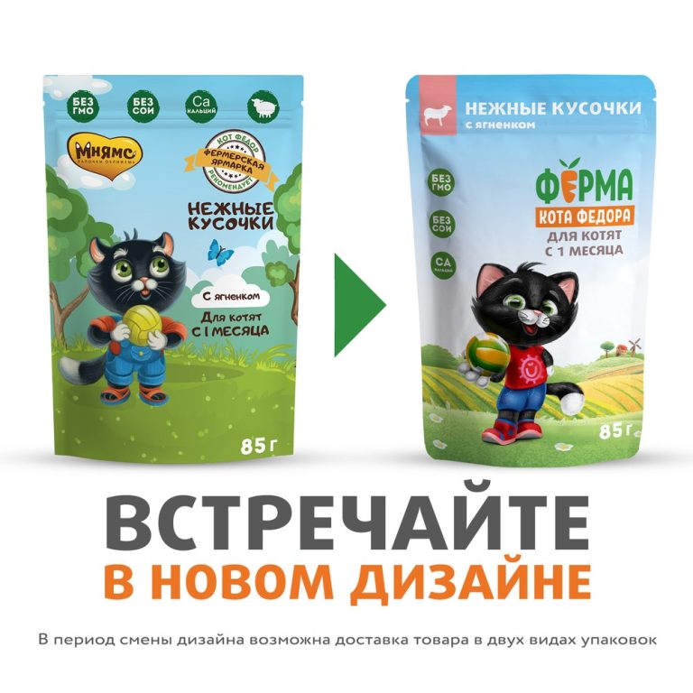 Корм для котят ФЕРМА КОТА ФЁДОРА нежные кусочки с ягненком пауч 85г Корм для котят ФЕРМА КОТА ФЁДОРА нежные кусочки с ягненком пауч 85г