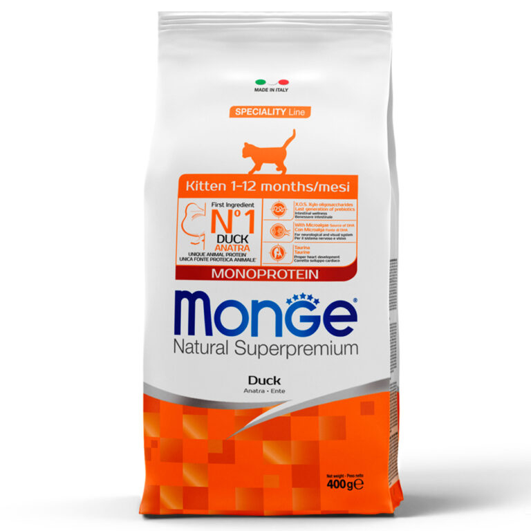 Корм для котят и беременных кошек Monge Cat Speciality Line Monoprotein из утки сух. 400г — цена и наличие Корм для котят и беременных кошек Monge Cat Speciality Line Monoprotein из утки сух. 400г