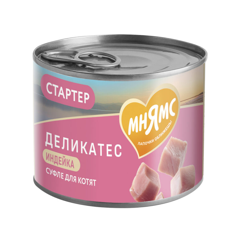 Корм для котят МНЯМС до 4 месяцев, "Суфле по-английски" паштет из индейки банка 200г