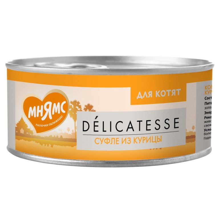 Корм для котят МНЯМС суфле из курицы банка 70г Корм для котят МНЯМС суфле из курицы банка 70г