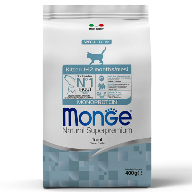 Корм для котят Monge Cat Monoprotein форель сух. 400г — цена и наличие Корм для котят Monge Cat Monoprotein форель сух. 400г