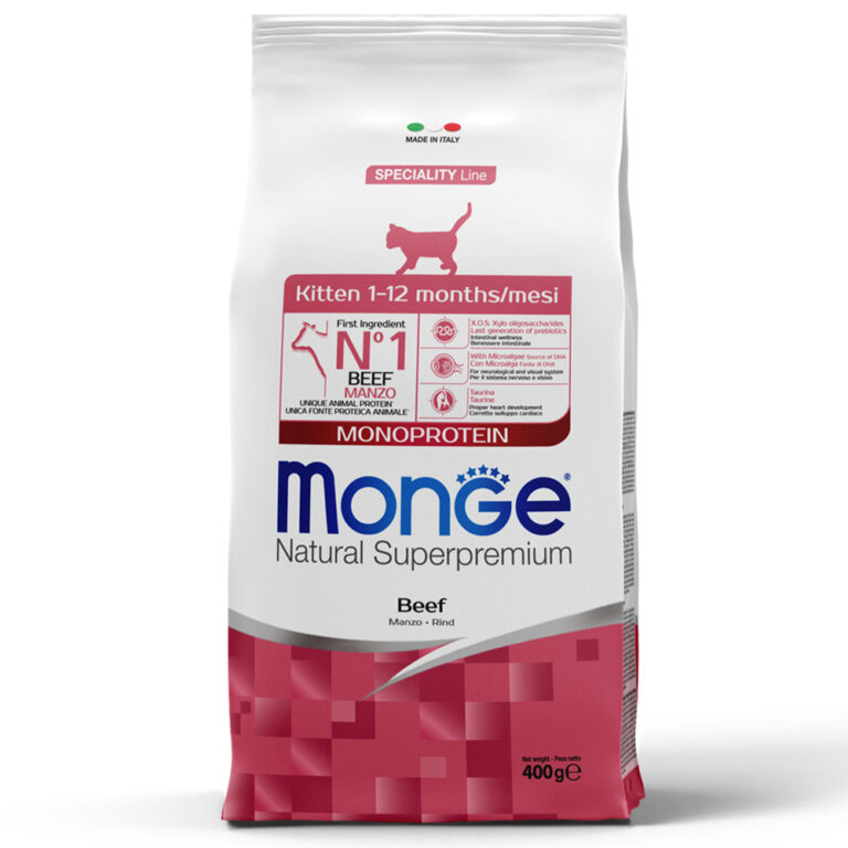 Корм для котят Monge Cat Monoprotein говядина сух. 400г — цена и наличие Корм для котят Monge Cat Monoprotein говядина сух. 400г