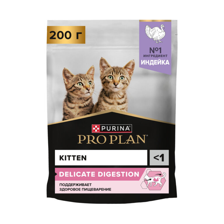 Корм для котят Pro Plan Delicate Digestion с чувствительным пищеварением, с индейкой сух. 200г — цена и наличие Корм для котят Pro Plan Delicate Digestion с чувствительным пищеварением, с индейкой сух. 200г