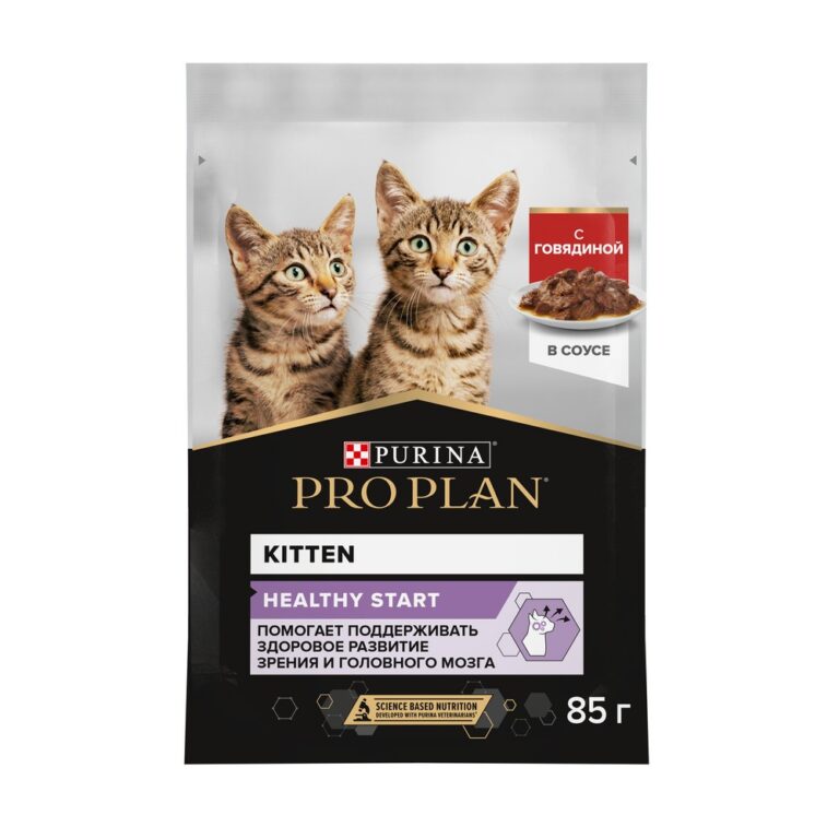 Корм для котят Pro Plan Healthy Start с говядиной в соусе пауч 85г Корм для котят Pro Plan Healthy Start с говядиной в соусе пауч 85г