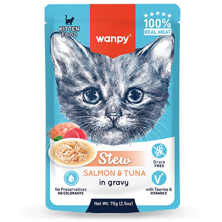 Корм для котят WANPY Cat Дополнительный, нежное рагу из лосося и тунца пауч 70г Корм для котят WANPY Cat Дополнительный, нежное рагу из лосося и тунца пауч 70г