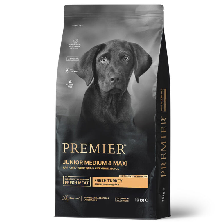 Корм для молодых собак PREMIER Dog для средних и крупных пород, свежее мясо индейки сух. 10кг — цена и наличие Корм для молодых собак PREMIER Dog для средних и крупных пород, свежее мясо индейки сух. 10кг