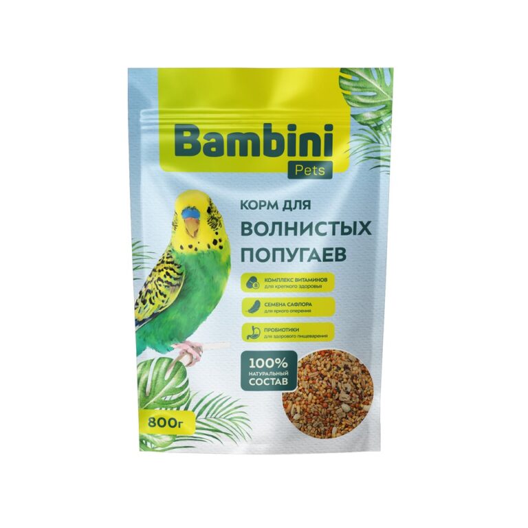 Корм для птиц BAMBINI PETS для волнистых попугаев 800г Корм для птиц BAMBINI PETS для волнистых попугаев 800г