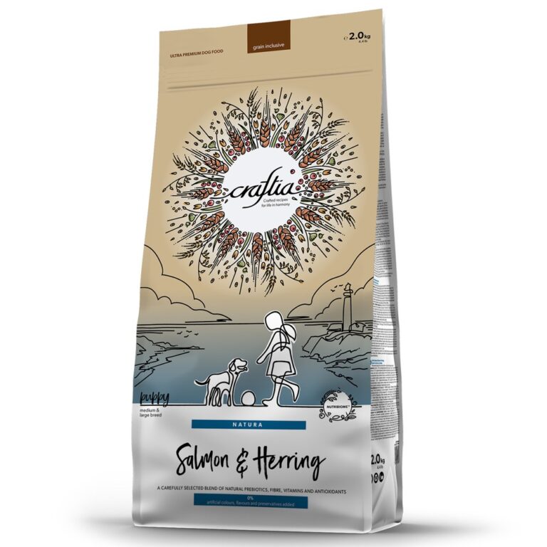 Корм для щенков CRAFTIA Natura для средних и крупных пород, из лосося и сельди сух. 2кг — цена и наличие Корм для щенков CRAFTIA Natura для средних и крупных пород, из лосося и сельди сух. 2кг