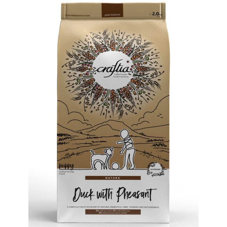 Корм для щенков CRAFTIA Natura для средних и крупных пород, утка с фазаном сух. 2кг — цена и наличие Корм для щенков CRAFTIA Natura для средних и крупных пород, утка с фазаном сух. 2кг