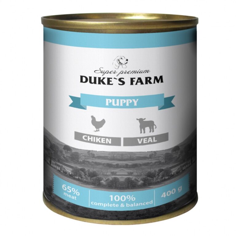 DUKE'S FARM Корм для щенков DUKE’S FARM Паштет из курицы с телятиной банка 400г