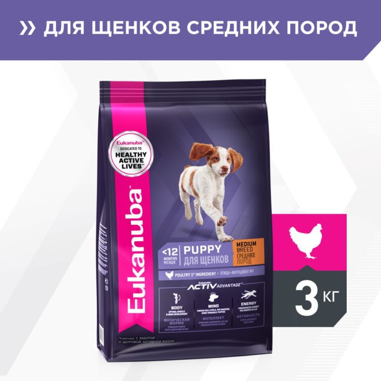 Корм для щенков Eukanuba для средних пород сух. 3кг — цена и наличие Корм для щенков Eukanuba для средних пород сух. 3кг