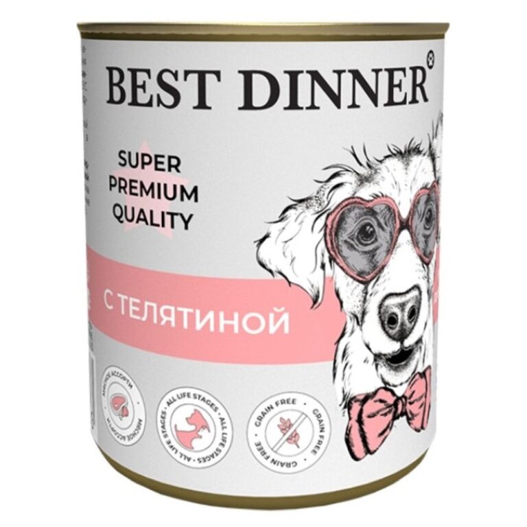 Корм для щенков и молодых собак Best Dinner Super Premium Мясные деликатесы телятина банка 340г — цена и наличие Корм для щенков и молодых собак Best Dinner Super Premium Мясные деликатесы телятина банка 340г