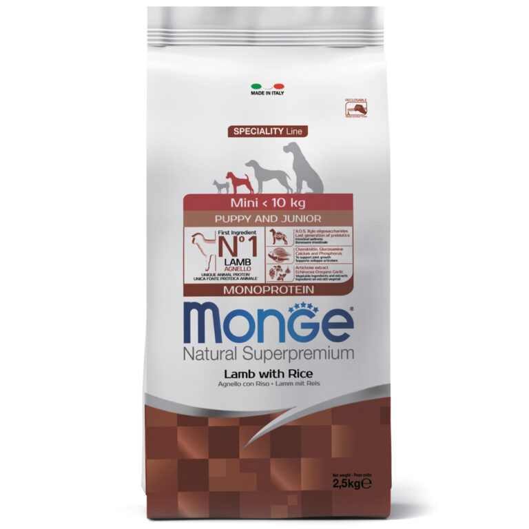 Корм для щенков Monge Dog Speciality Mini для мелких пород ягненок с рисом сух. 2,5кг