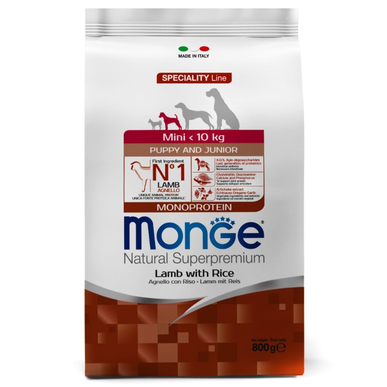 Корм для щенков Monge Dog Speciality Mini для мелких пород ягненок с рисом сух. 800г