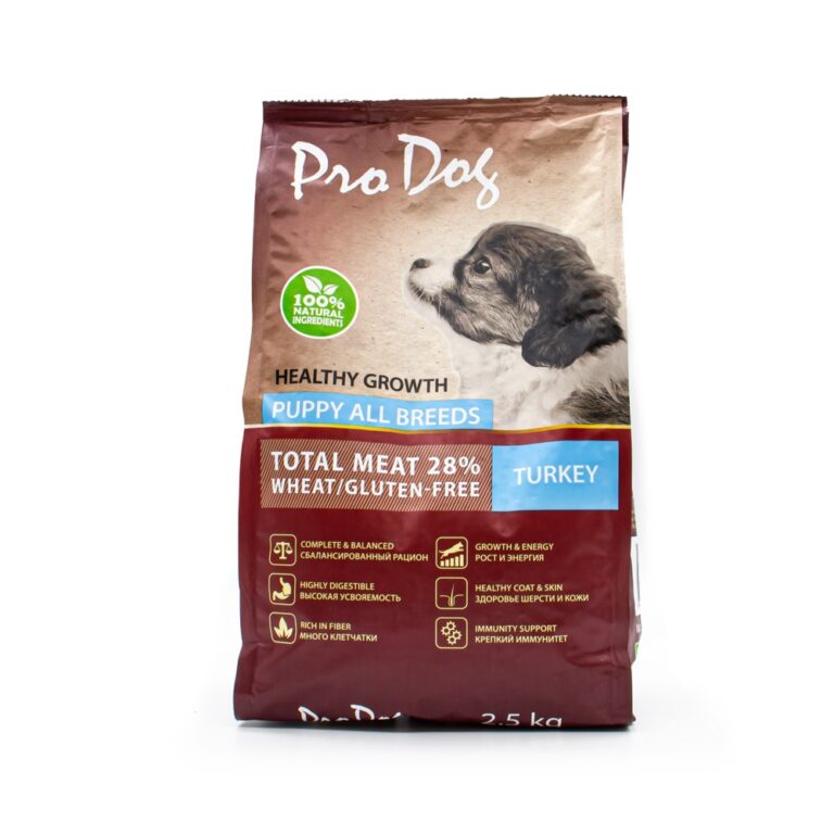 Корм для щенков PRO DOG для здорового роста и энергии, индейка сух. 2,5кг