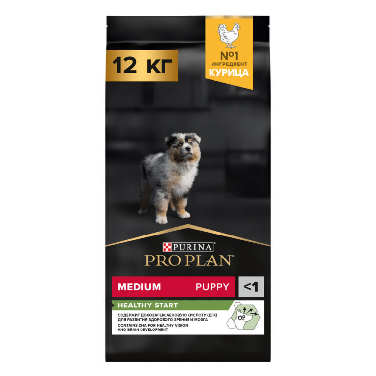 Корм для щенков Pro Plan Healthy Start для средних пород, с курицей сух. 12кг — цена и наличие Корм для щенков Pro Plan Healthy Start для средних пород, с курицей сух. 12кг