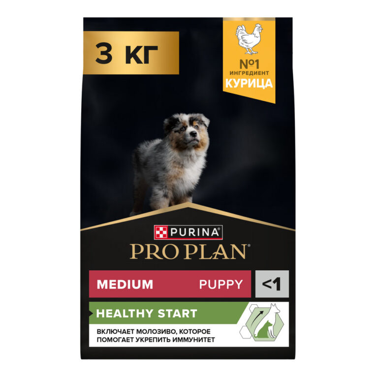 Корм для щенков Pro Plan Healthy Start для средних пород, с курицей сух. 3кг