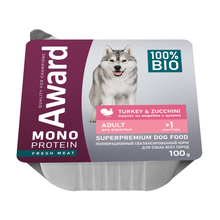 Корм для собак AWARD Monoprotein паштет из индейки с цукини ламист. 100г