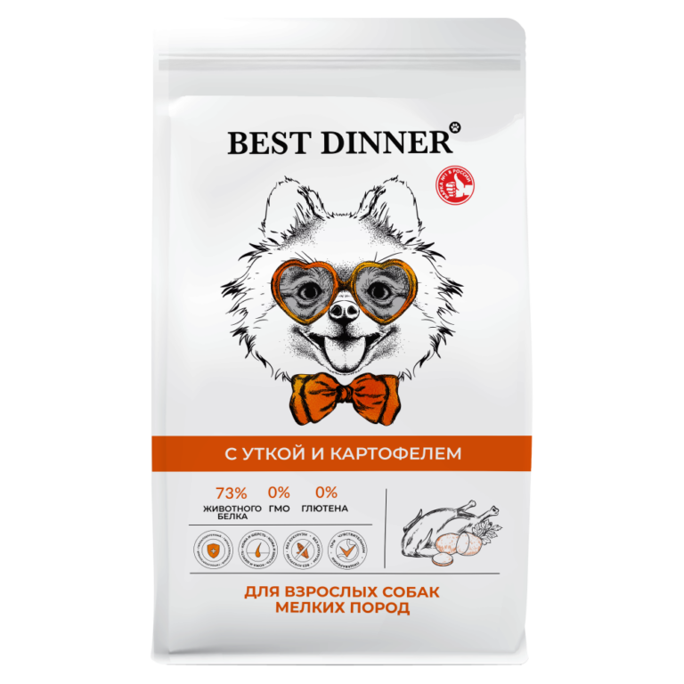 Корм для собак Best Dinner для мелк.пород склонн.к аллергии и пробл.с пищ., утка с картоф. сух.3кг