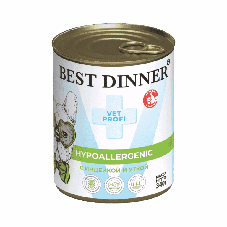 Корм для собак Best Dinner Vet Profi Exclusive Hypoallergenic индейка с уткой банка 340г — цена и наличие Корм для собак Best Dinner Vet Profi Exclusive Hypoallergenic индейка с уткой банка 340г