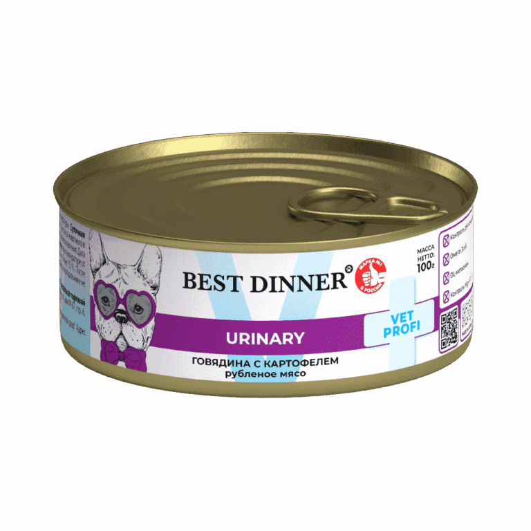 Корм для собак Best Dinner Vet Profi Exclusive Urinary говядина с картофелем банка 100г
