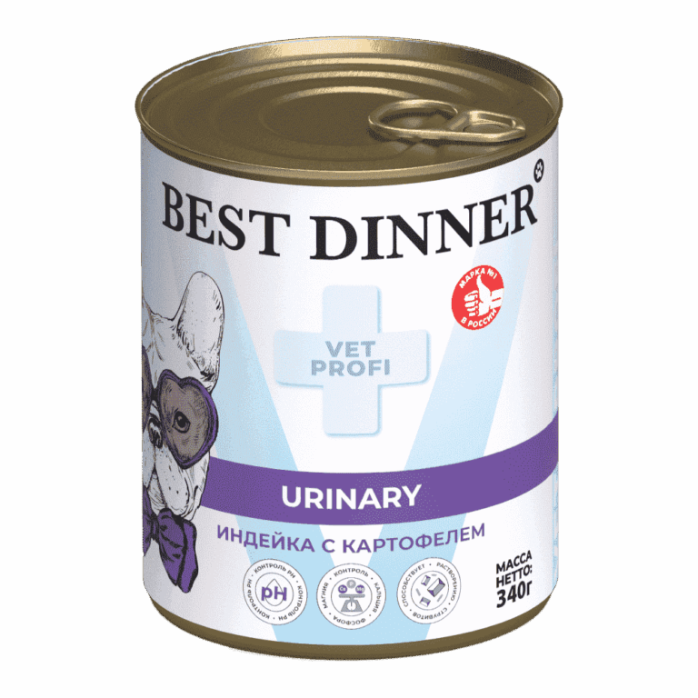Корм для собак Best Dinner Vet Profi Exclusive Urinary индейка с картофелем банка 340г Корм для собак Best Dinner Vet Profi Exclusive Urinary индейка с картофелем банка 340г