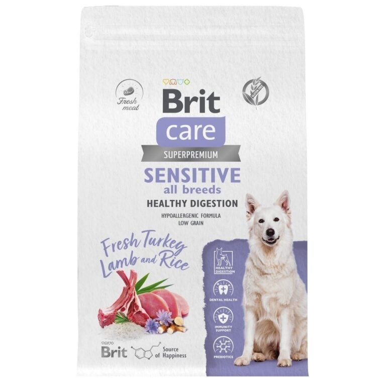 Корм для собак БРИТ Care Sensitive Healthy Digestion индейка с ягненком сух. 3кг — цена и наличие Корм для собак БРИТ Care Sensitive Healthy Digestion индейка с ягненком сух. 3кг