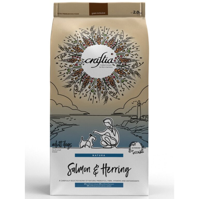 Корм для собак CRAFTIA Natura для миниатюрных и мелких пород, лосось с сельдью сух. 2кг