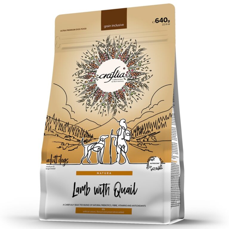 Корм для собак CRAFTIA Natura для средних и крупных пород, из ягненка с перепелкой сух. 640г — цена и наличие Корм для собак CRAFTIA Natura для средних и крупных пород, из ягненка с перепелкой сух. 640г