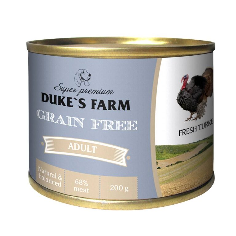 Корм для собак DUKE’S FARM Grain Fee беззерновой индейка, клюква, шпинат банка 200г